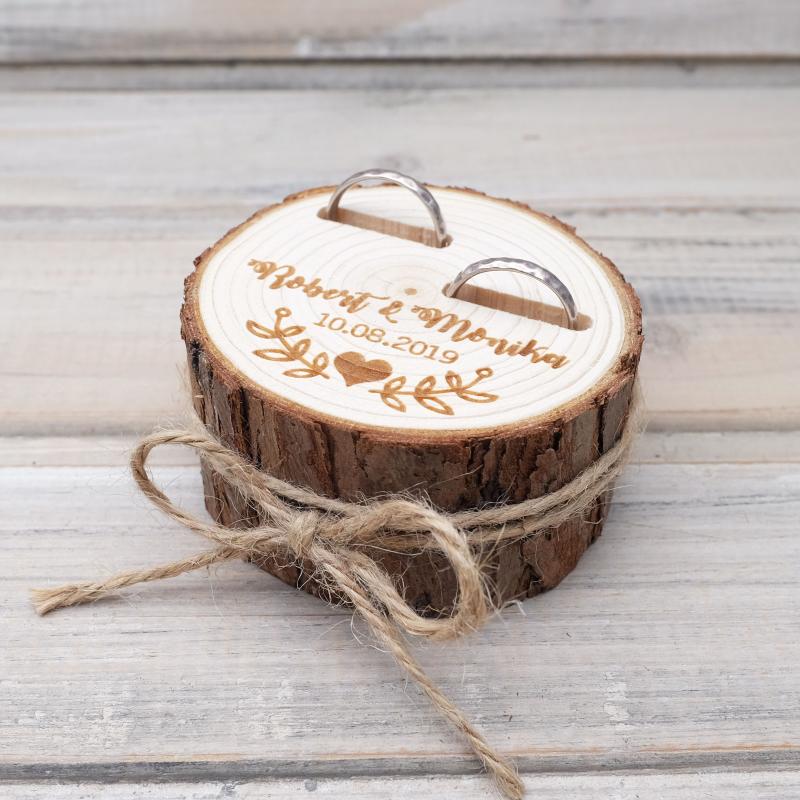 

Personalized Wedding Ring Bearer Box,Customized Rings Holder,Wedding Wood Slice,Rustic Ring Box,Proposal Box