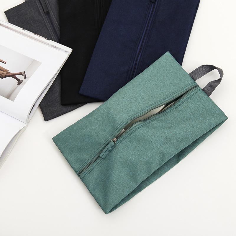 

Waterproof Oxford Travel Pouch Shoe Storage Solid Color Zipper Shoes Storage Bag