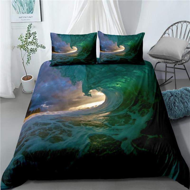 

Ocean Fish Trees Sunset Landscape Beach Bedding Sets 3D Print Duvet Cover Pillowcases For Adult Kids Bed Set With Pillowcase, As picture