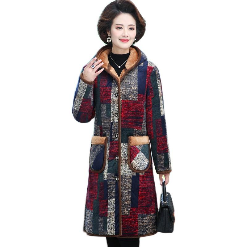 

Trending Products Cotton Clothes Women Winter Jacket With Ahood Warm Outerwear Plus Cashmere Printing Long Parkas High Quality