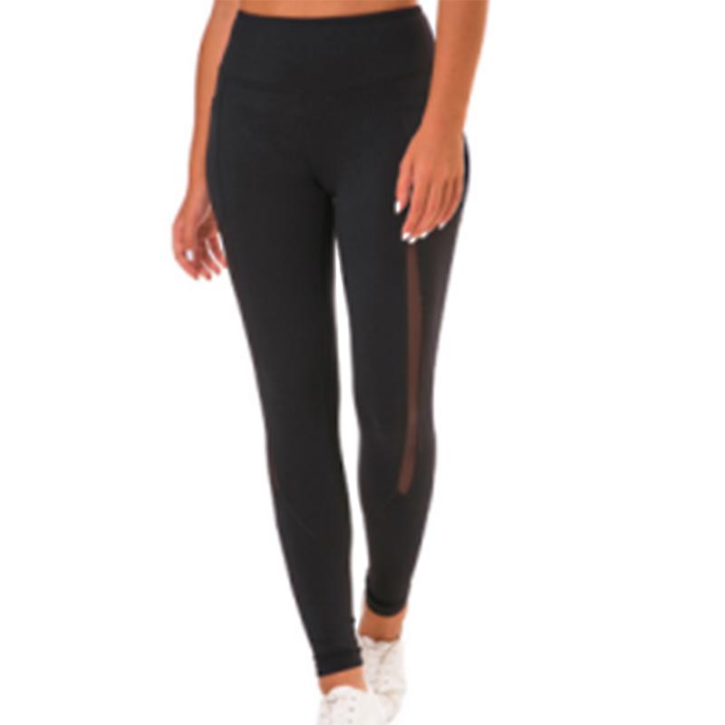 

Women' running tight elastic feet nude high waist hip yoga pants sports fitness pants, Black