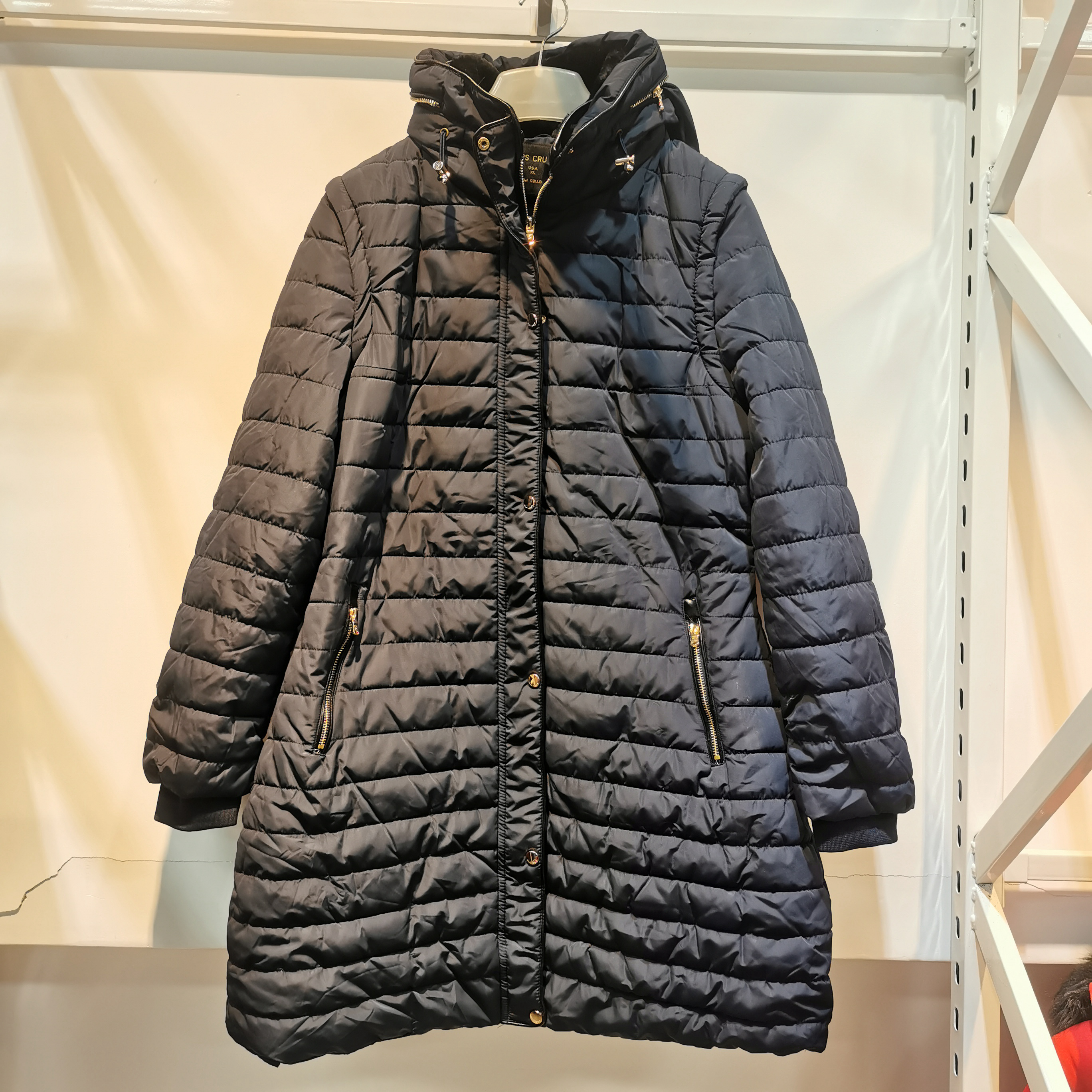 

Removable sleeve Women Parkas Winter Ladies Casual Long Coats Woman Jackets Winter Women Hooded Cotton Parkas Warm Coat Outwear plus size, Black