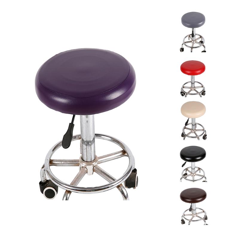 

Elastic PU Leather Round Stool Chair Cover Waterproof Pump Chair Protector Bar Beauty Salon Small Round Seat Cushion Sleeve
