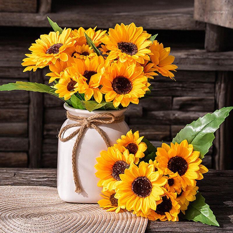 

1 Bouquet Artificial Sunflower Silk Flowers Real Touch Sunflower Fake Flowers Home Party Wedding Decorations Props Garden Floral1, A2