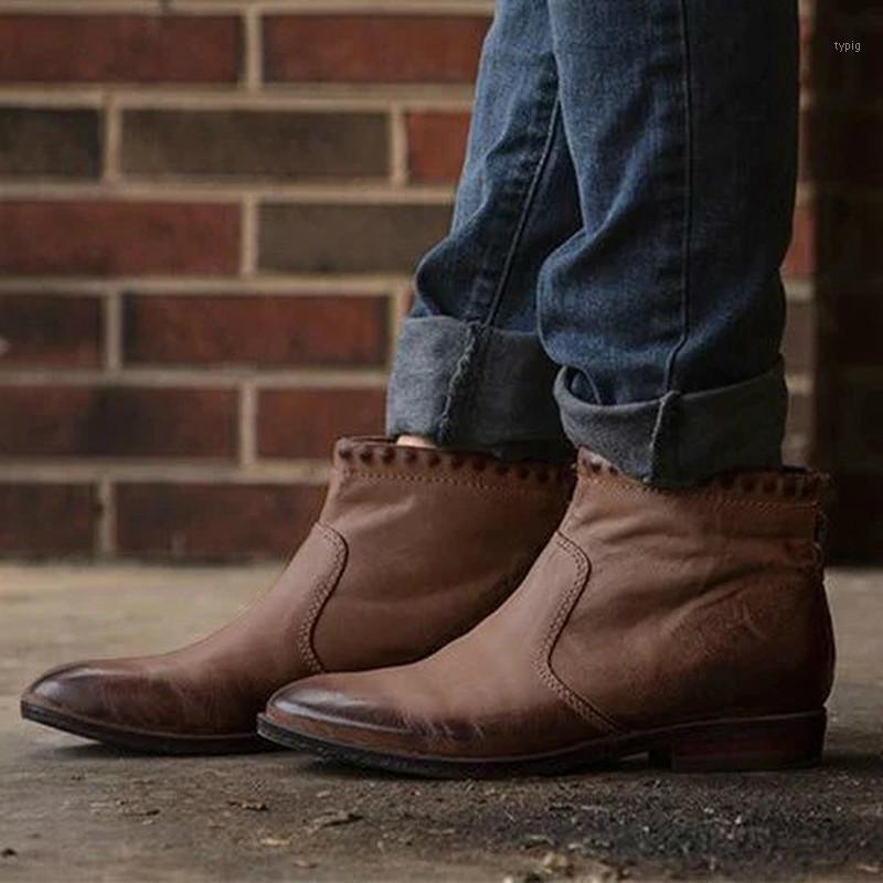 

women ankle boots low heels shoes woman vintage PU leather warm plus size matin shoe chaussures femme zapatos mujer sapato D22231, Dp brown