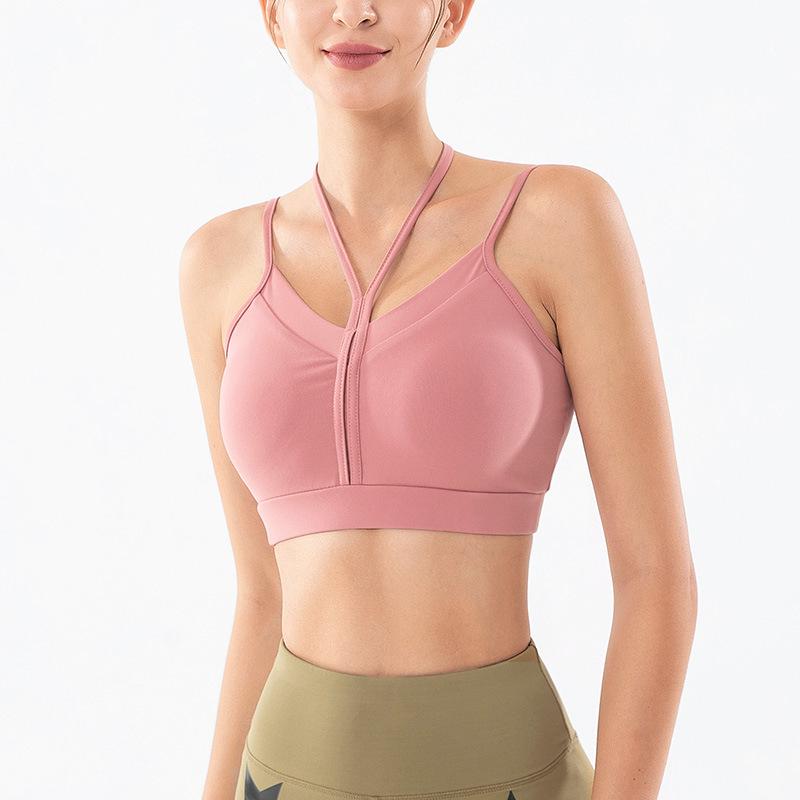 

Women Yoga Sport Bra Shockproof Sexy Backless Gym Bras Breathable Athletic Fitness Running Tops Sportswear, Pink sports bra