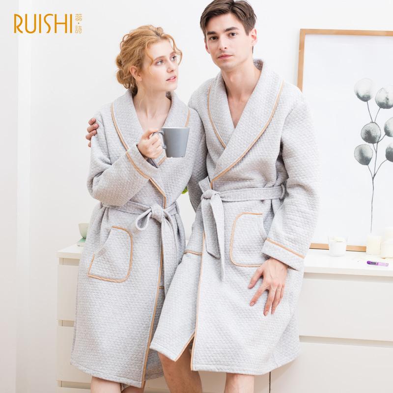 

Winter Warm 3 Layer Padded Cotton Couple Bath Robe Winter Men and Women Yukatas Bathrobe Brand Robes Cotton Kimono Mens Kimono, 72501- navy