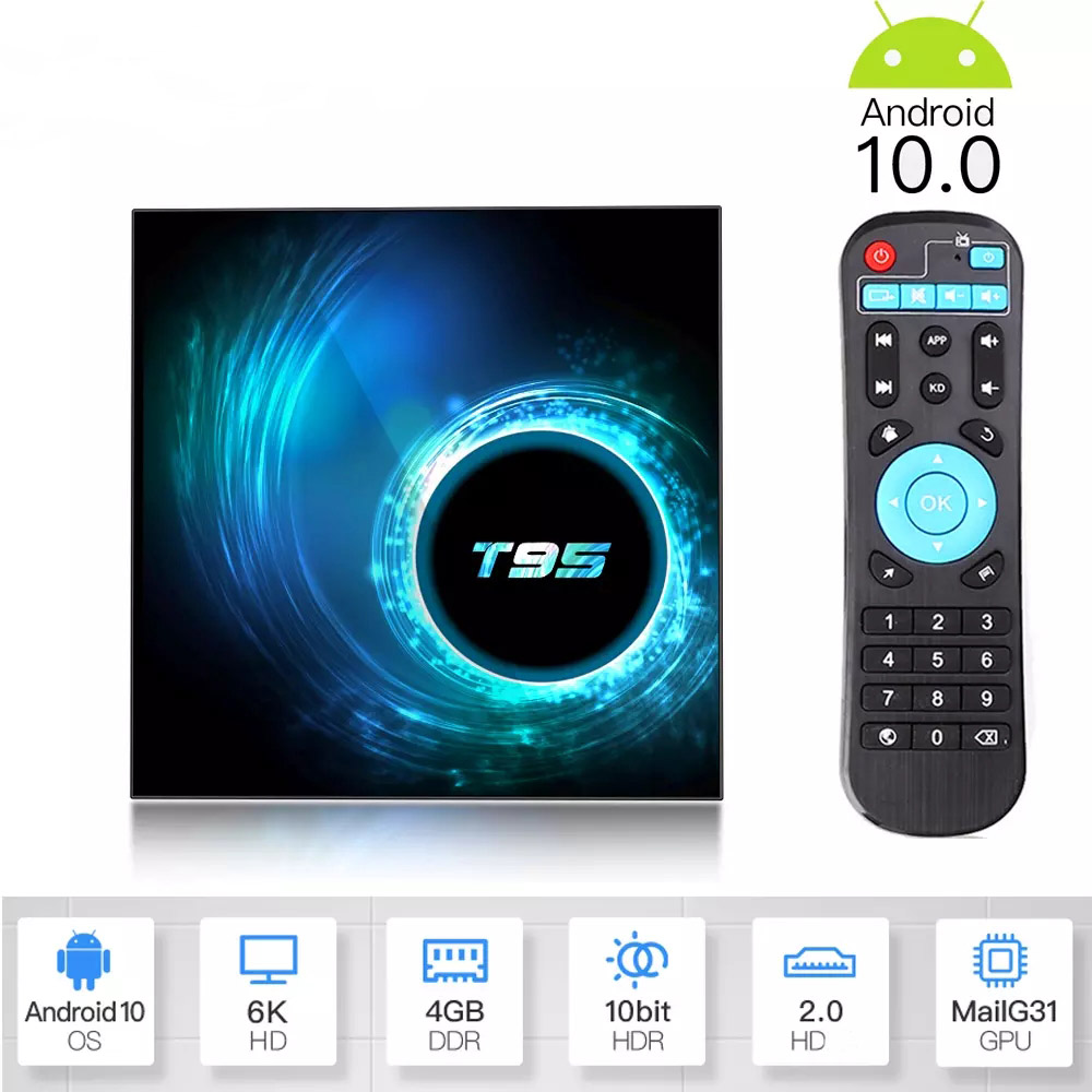 

T95 H616 Smart Android 10.0 TV Box 4GB RAM 32GB ROM Allwinner H616 WiFi Media Player Set Top Box vs H96 MAX