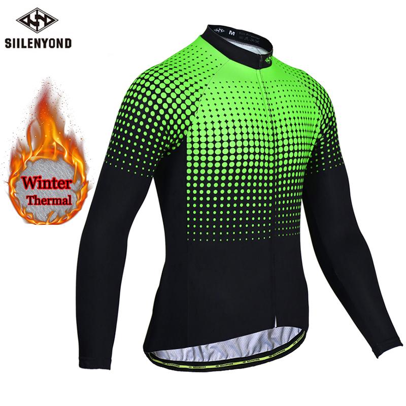 

Siilenyond Men's Keep Warm Long Sleeve Winter Cycling Jersey Thermal Fleece MTB Bike Cycling Clothe Racing Bicycle Clothes, Red