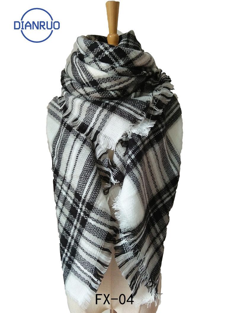 

DIANRUO Fashion Comfortable Autumn Winter Lattice Cashmere Imitation Double-sided Colorful Plaid Square Scarf Women's Shawl R618