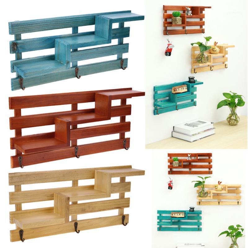 

Wall Mounted Wood Shelf Holder Kitchen Bathroom Storage Rack Organizer Small Key Hanging Storage Case Home Decoration1