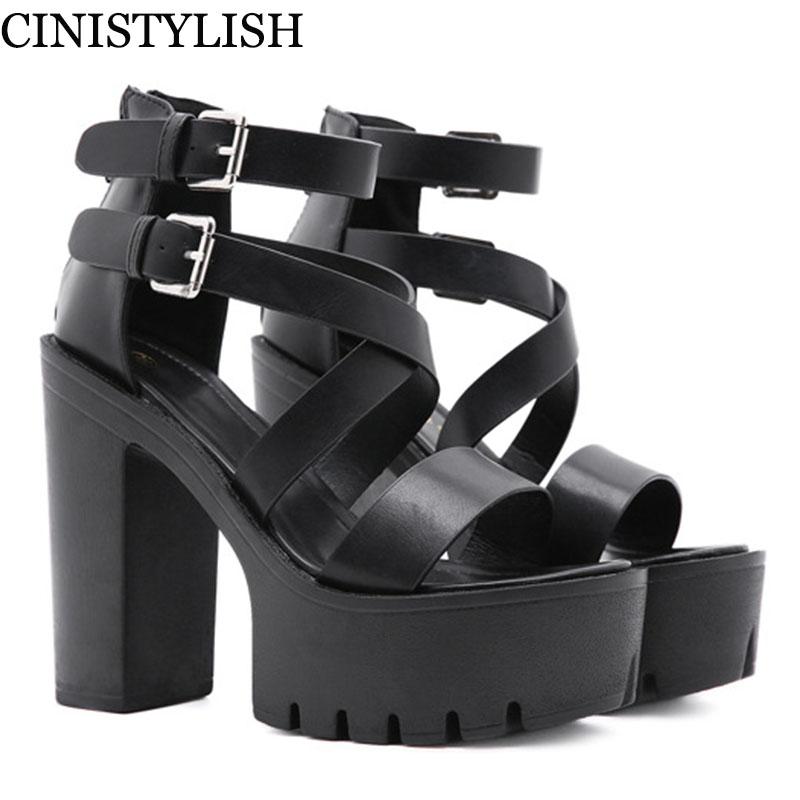 

Fashion Solid Platform Women Sandals Summer Shoes Open Toe Rome Style High Heels Fashion Buckle Gladiator Lady Shoes Woman Pumps, Black