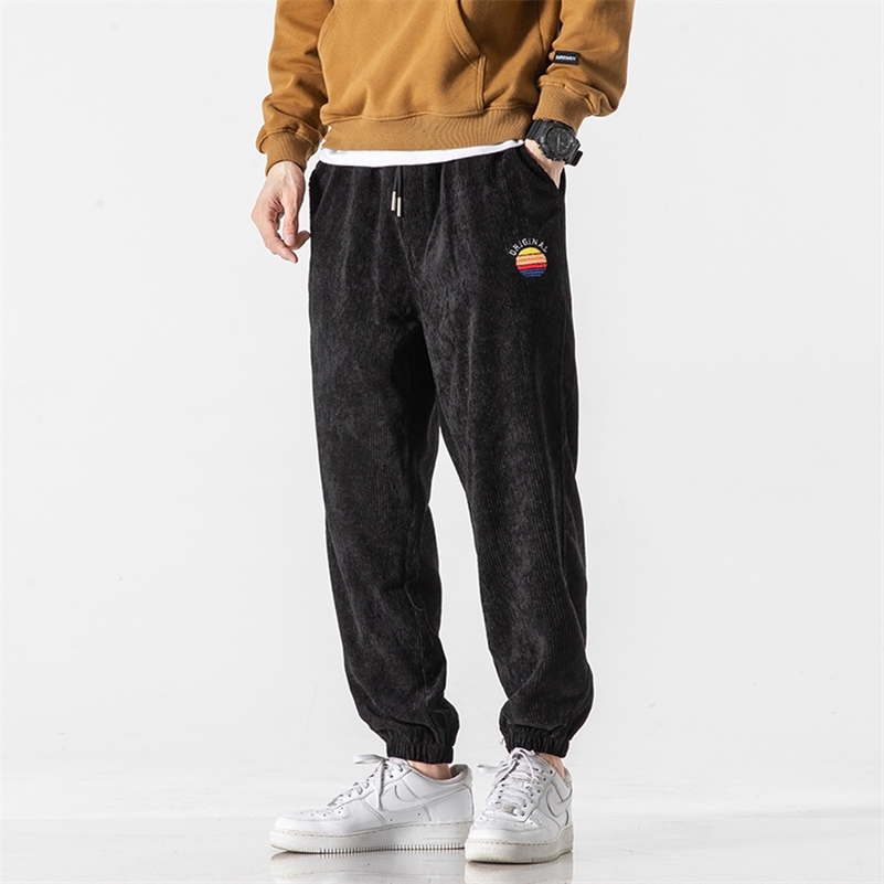 

Corduroy Pants Striped Jogger Casual Men Fitness Hip Hop High Street Streetwear Harem Sweat Pants Long Trouser Straight Pant Man 201109, Blue