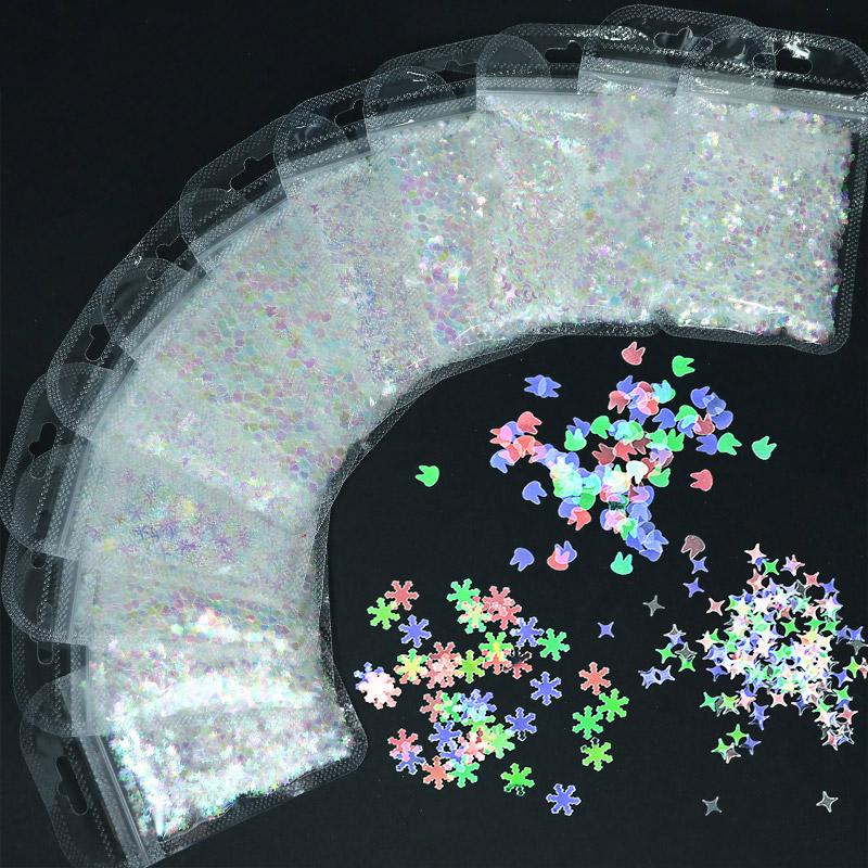 

Sparkly Nail Sequins Paillette Mixed Colors Clear Nail Holographics Glitter 3D Flakes Slices Spangle Art Accessories CUY25-GE46