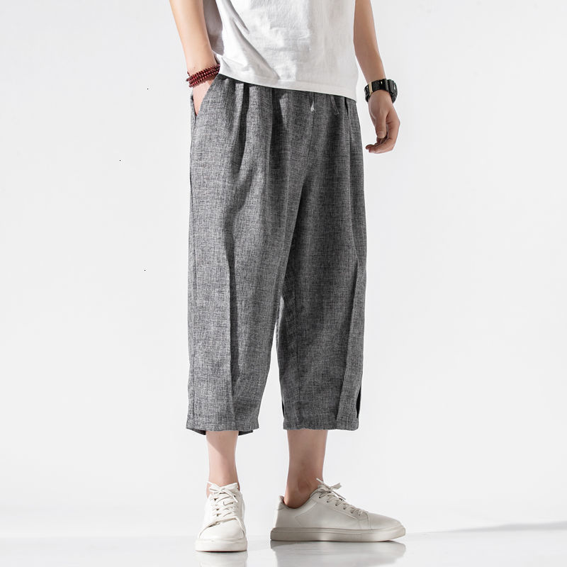 

2021 New Men's Casual Oversize Spring Summer Chinese Style Shorts Trousers Hip Hop Streetwear Male Pants Mu3o, Zhonggray