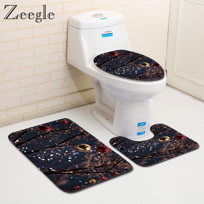 

Plant Printed Shower Carpet Set Non Slip Shower Floor Grip Home Decoration U-Shaped Toilet Rug Washable Toilet Floor Rug Set