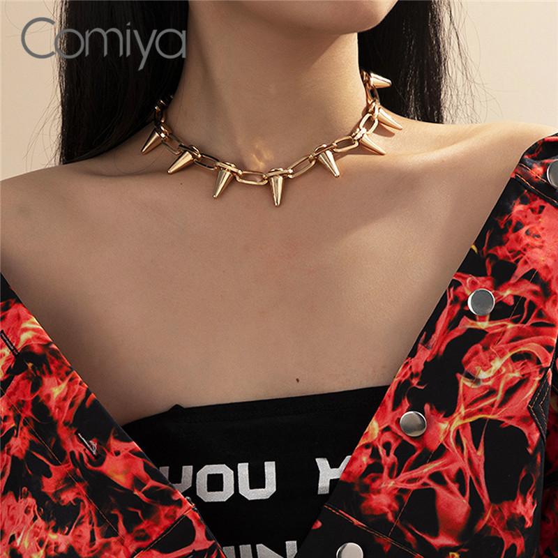 

Chokers Comiya Korean Necklace For Women Gold Silver Color Zinc Alloy Links Chain Chocker Geometric Mujer Necklaces Fashion Jewelry