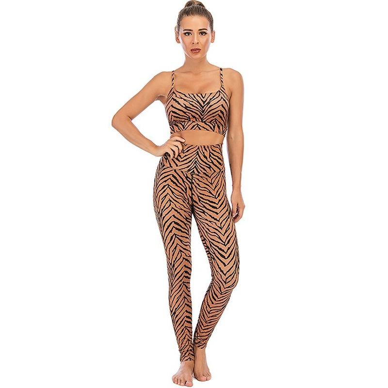 

Yoga Set Woman Sportswear Fitness Sport Suit Tracksuit Women High waist Printed Yoga Leggings Workout Clothes Gym Clothing, As pic