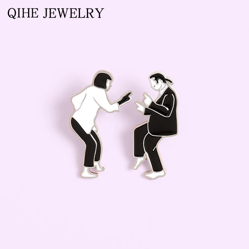 

Pulp Fiction Enamel Pins Set Swing Dance Figure Brooches Shirt Collar Bag Lapel Pin Badge Jewelry Gift for Friends Wholesale