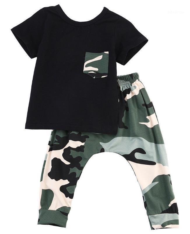

0-3 Y Newborn Toddler Kids Baby Boy Summer Clothes T-shirt Tops And Pants Outfits Sets 2 Pieces1, Black