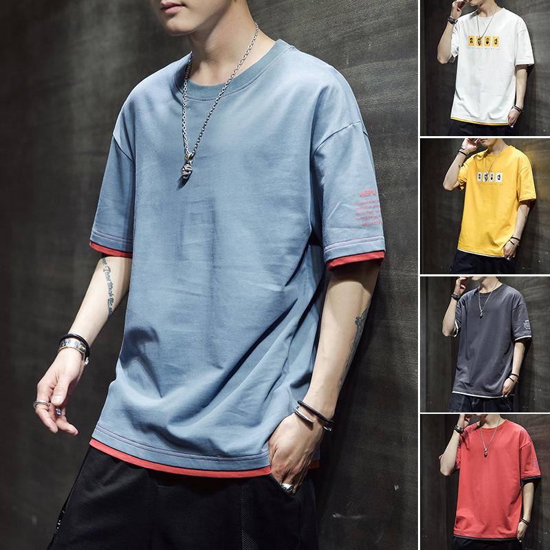 

Men's 2020 summer fashion printing men's t short-sleeved T-shirt round collar youth leisure short-sleeved T-shirt top, 1940 dark gray