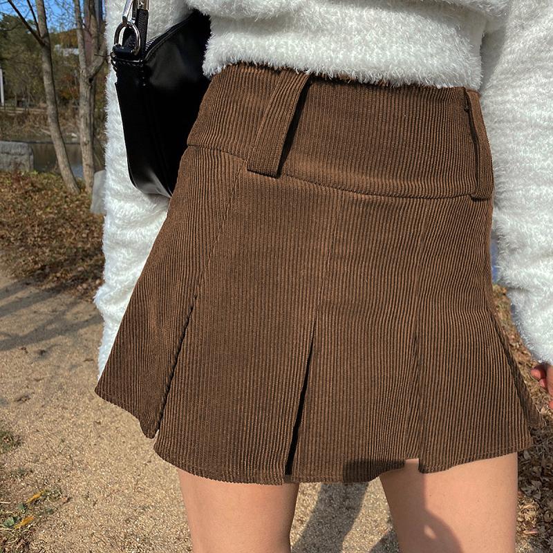 

2021 Winter Women Fashion High Waist Solid Color Skirt Ladies Stylish Sweet Casual Loose Mini Skirts Buttoms for Daily Wear, Black