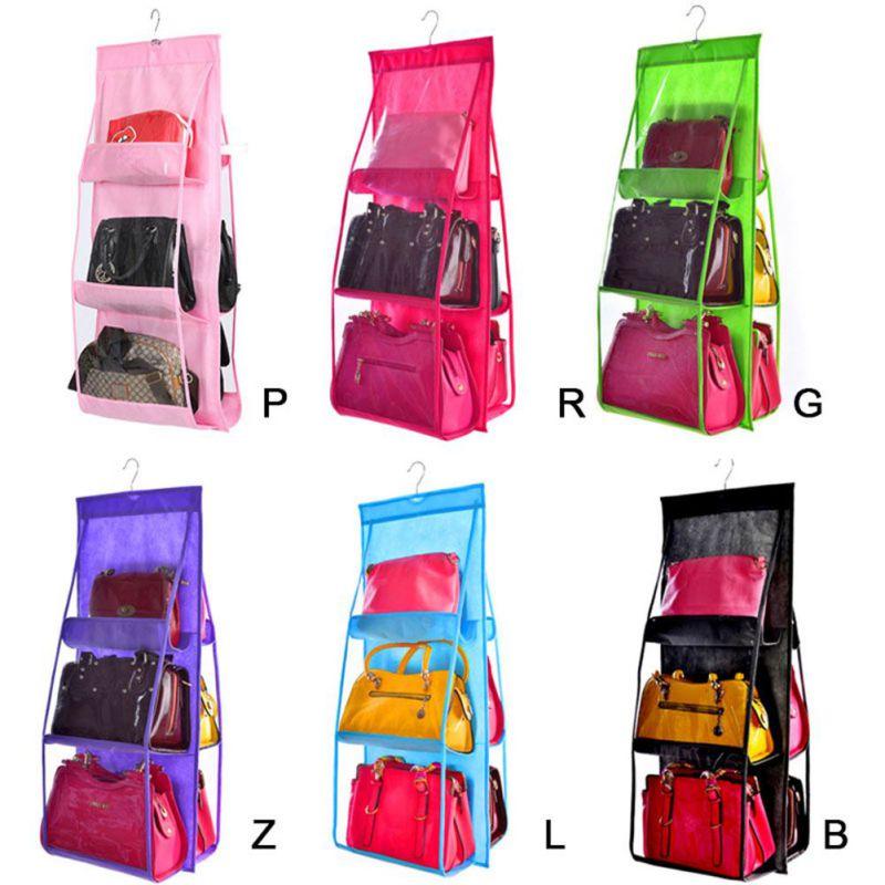 

Double-sided Multi-function Storage Hanging Sorting Bag Sundry Tidy Organizer Wardrobe Transparent 6 Pocket Foldable Bag