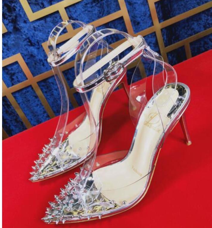 

2020 Heels Transparent plastic belt nail With Shallow Mouth Women's Dress Shoes Fashion Spikes Pumps 8/10/12CM, A2