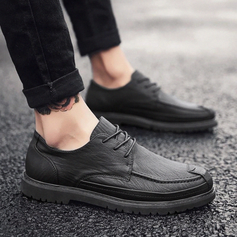 

2020 Leather Vintage Formal Brogue casual Men's Leather Shoes breathable Retro sewing fashion Soles Low Upper Shoes men #dN8o