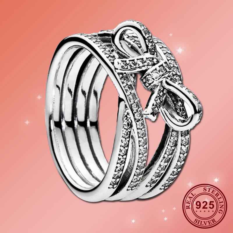 

Original 925 Sterling Silver Pan Ring Fashion Gorgeous Cross Bow Pan Ring For Women Wedding Party Gift Fashion Jewelry