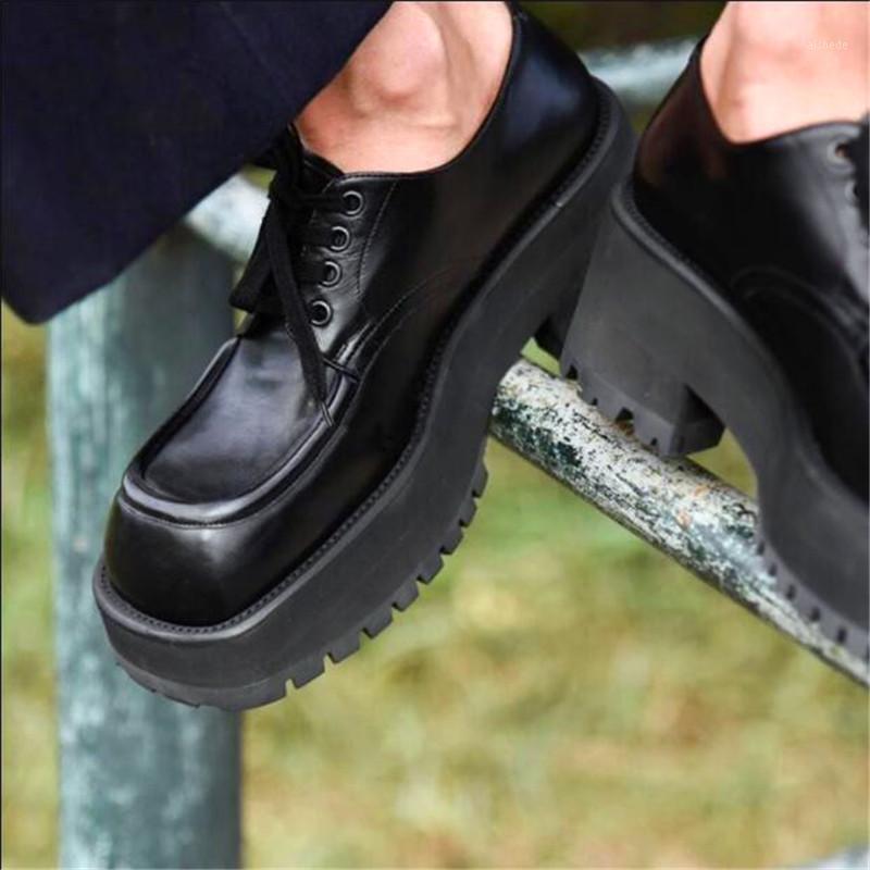 

Square Toe Platform Oxfords British Style Leisure Shoes Women Chunky Sole Office Ladies Formal Shoes1, Black