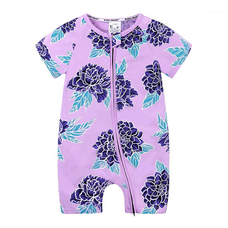 

Summer New Baby girls Cute floral zipper short sleeve Romper Infants Toddler One Piece Jumpsuit Outfits Clothes MR2561, Only one size