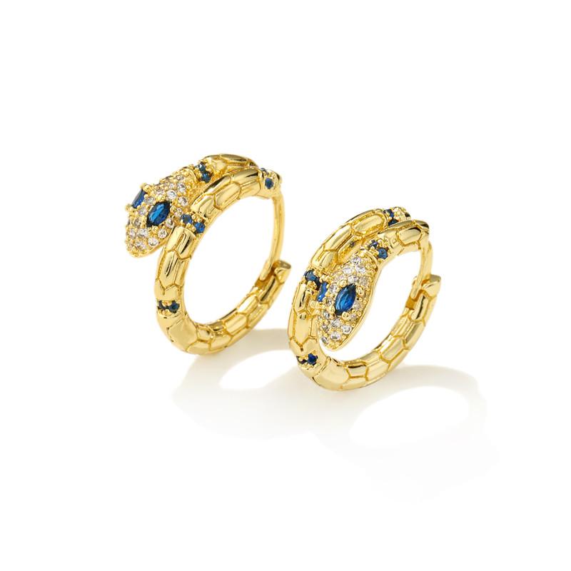 

2020 Fashion Blue Cubic Zirconia Snake Earring Jewelry For Women Girl Hot Sale Snake Hoop Earring Female Party Jewelry Gift