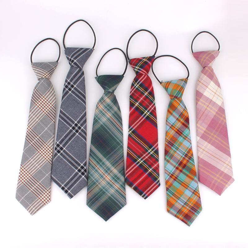 

Neck Ties Rubber For Boys Girls Fashion Shirt Plaid Tie Children Small Simple Check Student Necktie Party Gravata