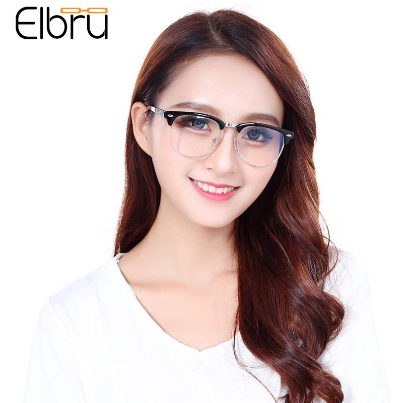 

Elbru Ultralight Half Frame Myopia Glasses Women&Men Vintage Blue Film Nearsighted Glasses Student Eyewear Diopter -1.0 to -6.0