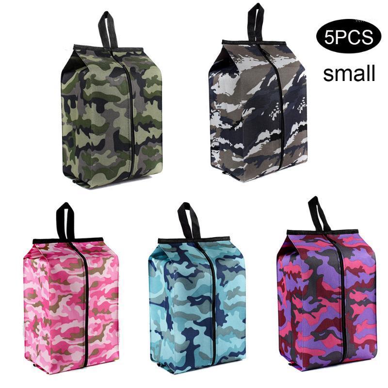 

5pcs Oxford Cloth Travel Stereoscopic Storage Shoes Bag Camouflage Color Tote Zipper Strap Box Luggage Dust Waterproof Organizer1