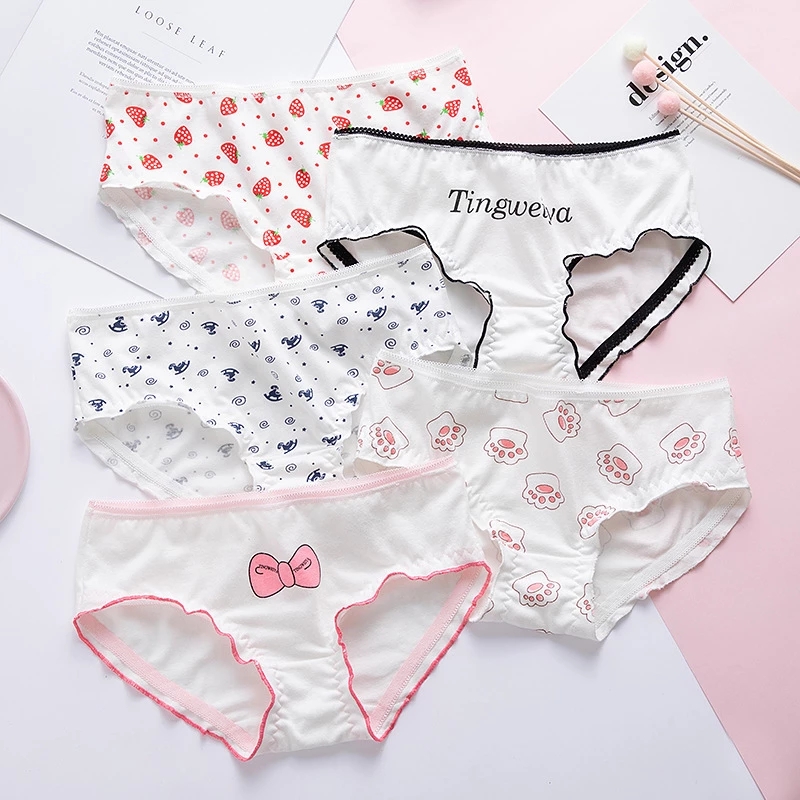 Cute Cartoon Fruit Cotton Girls Underwear Soft Breathable Animal Print Seamless Panties Women Strawberry Briefs Lingerie-image-623047437