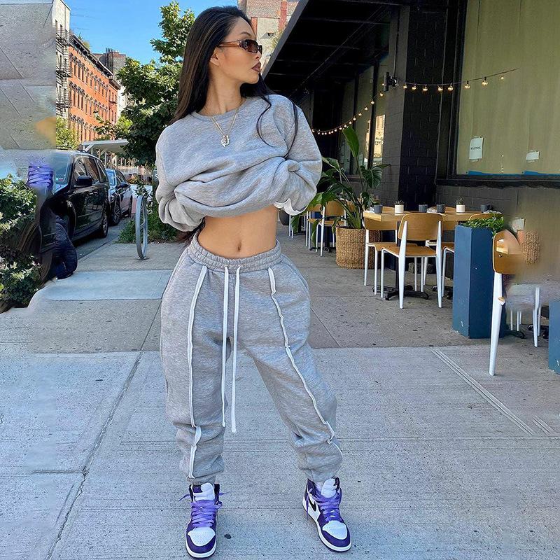 

Newest Arrival Women Patchwork Sport Yoga Pants Autumn Adults High Waist Trousers with Drawstring Slant Pocket Pants, As pic