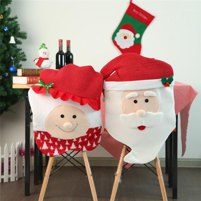

2PCS Christmas Santa Claus Hat Chair Cover For Wedding Dining Room Office Banquet Party housse de chaise chair cover #4L231
