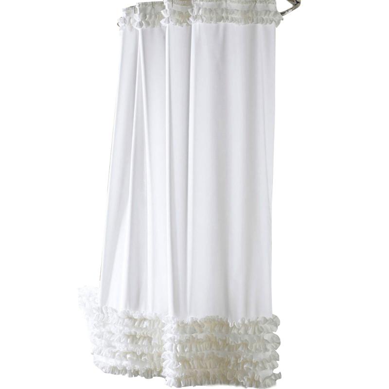 

3 Size Ruffles Shower Curtain Liner Water Repellent Mildew-Free Polyester Bathroom Curtain
