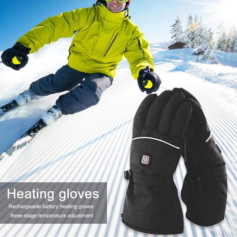 

2pcs Electric Heated Gloves Cycling Skiing Snowboarding Touch Screen Gloves Adjustable Temperature Glove with Battery Boxes, As pic