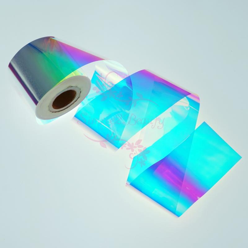 

1 Roll 5CM*100M Nail Art Manicure Shiny Aurora Broken Glass Mirror Effect Paper Film Foil Irregular DIY Design Decorations Decal, Blue light