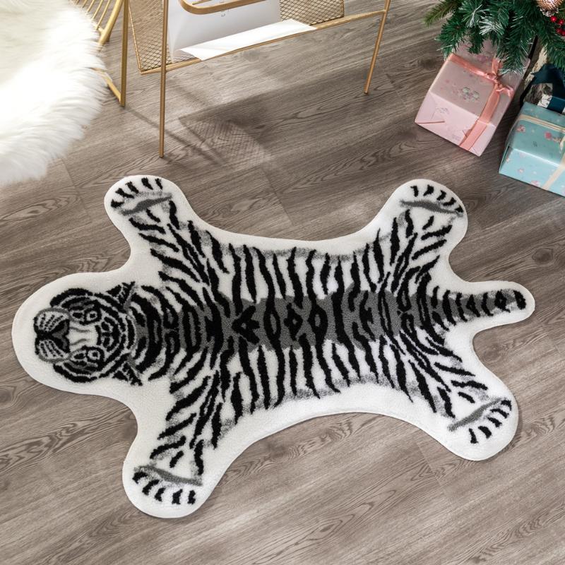 

new tiger printed Rug Cow Leopard Tiger Printed Cowhide faux skin leather NonSlip Antiskid Mat Animal print Carpet