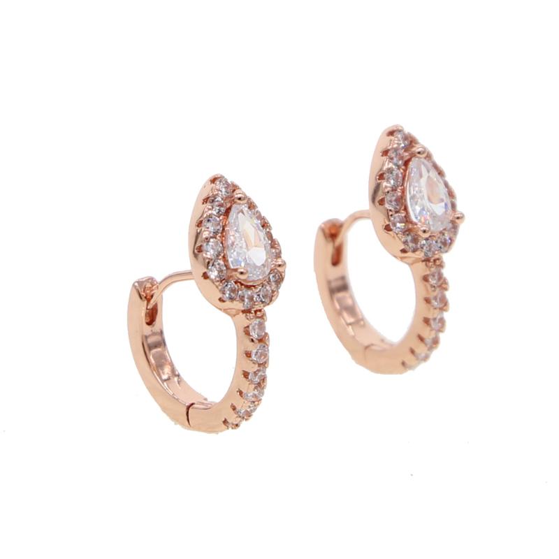 

Sliver Color round Shape Zircon Water Drop Crystal Earrings For Women Bridal Wedding Jewelry micro pave small hoop earrings