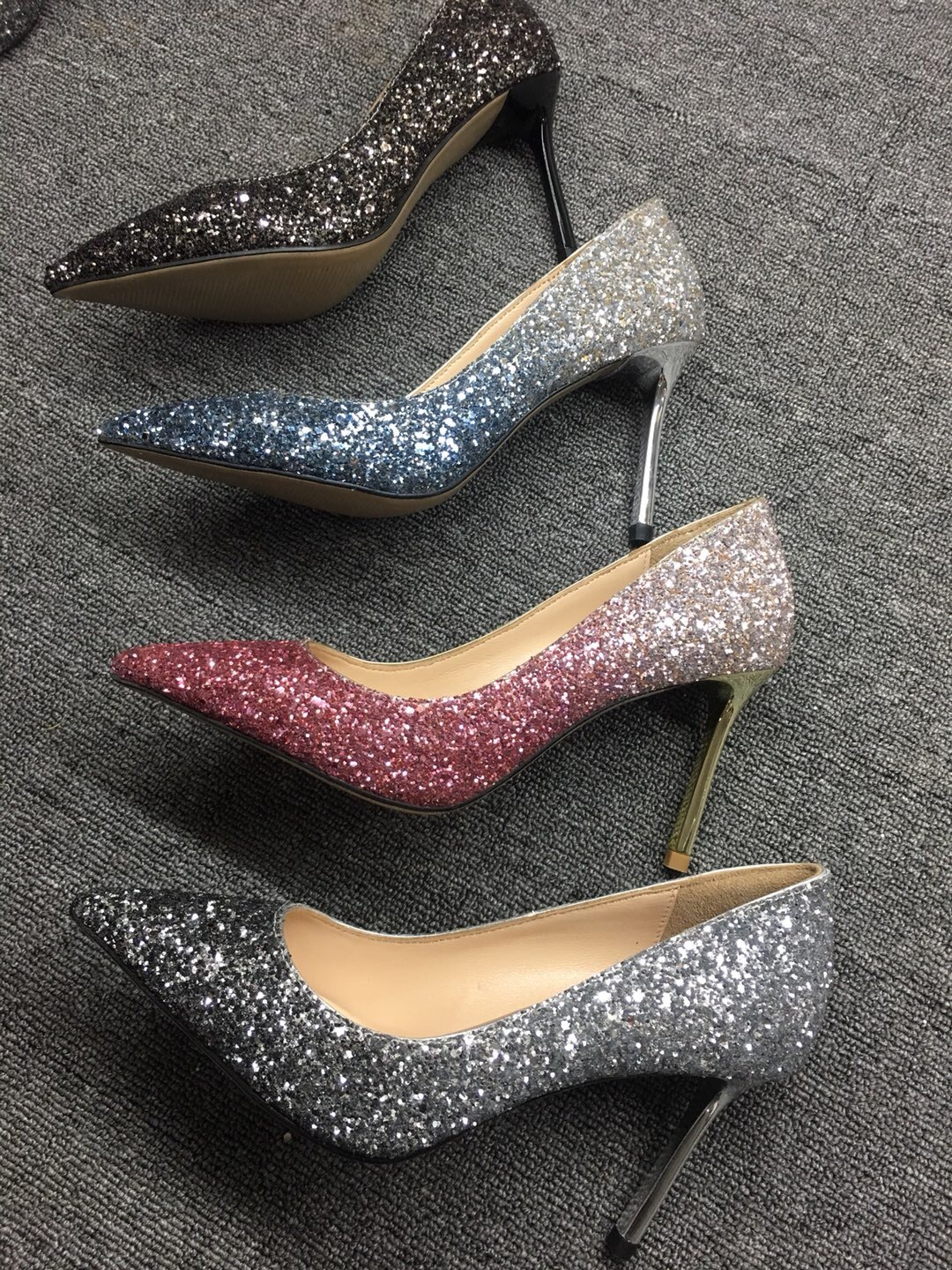 

Sale-designer women bottom Hot high heels Nude black red Leather Pointed Toes Pumps Dress shoes YY1H, 1cm high heel