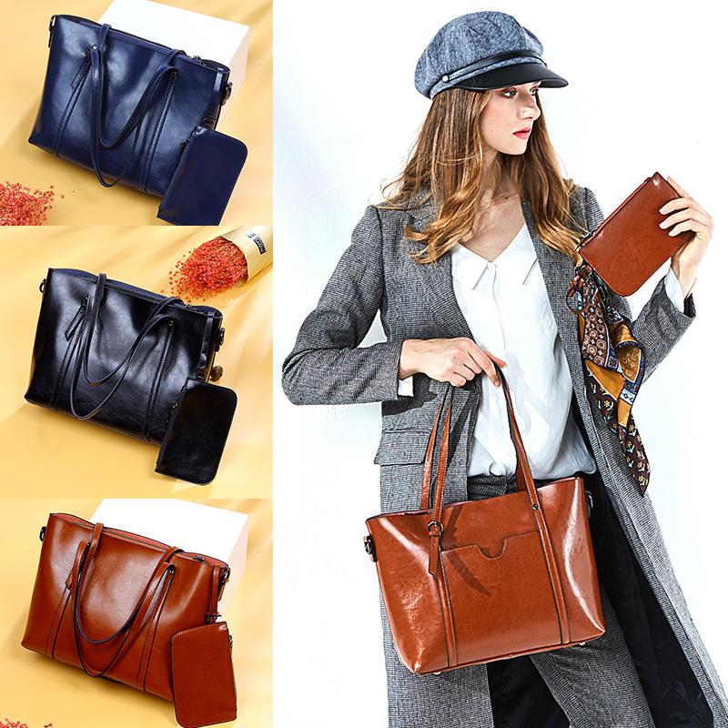 

Women's new European and American fashion handbags cowhide shoulder handbags large capacity ladies shopping, Black