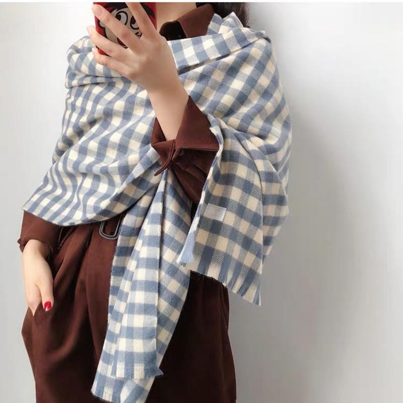 

Winter scarf women autumn high-quality retro checkered long version checked tassel warm comfortable Shawls Wraps women's scarves