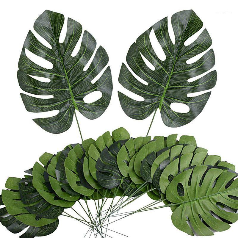 

Fake Faux Artificial Tropical Palm Leaves for Home Kitchen Party Decorations or Handcrafts 24 Counts1, Green