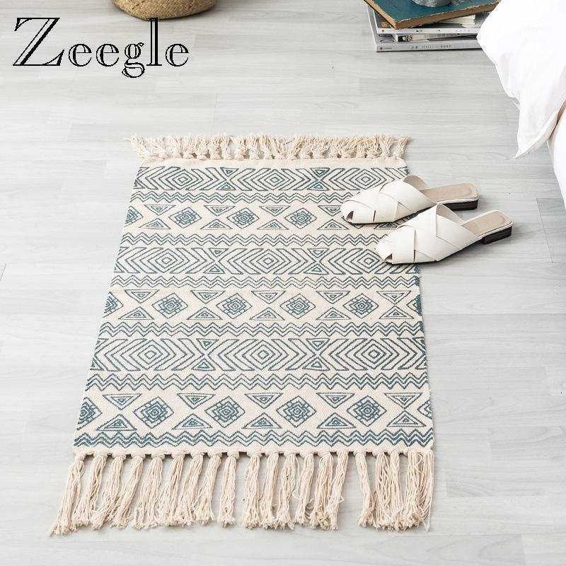 

Zeegle Carpet Bedside Rug Mat Floor Rug Bedroom Decorative Cotton and Linen Tassel Woven Carpet Living Room Area1, Gdl