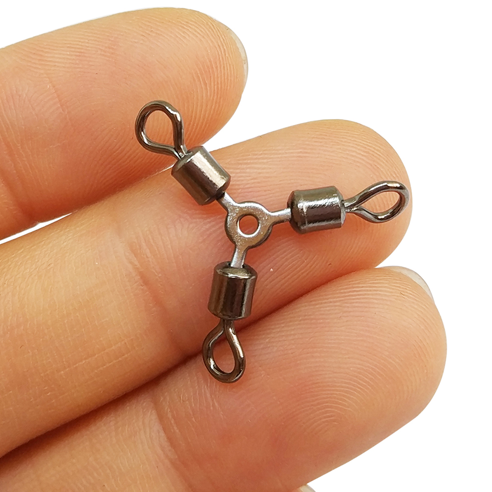 200 pieces/lot 3 Way Rolling swivels Stainless Carp Fishing Tackle Ice Fly fishing connector O-Shape fishing swivels-image-381059631